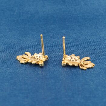 Gold Red Eye Chinese Fish Stud Earrings, 4 of 7