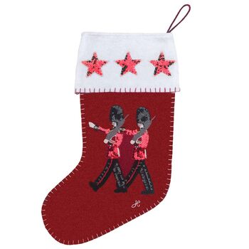 Red Marching Guards Christmas Stocking With Sequins, 2 of 2
