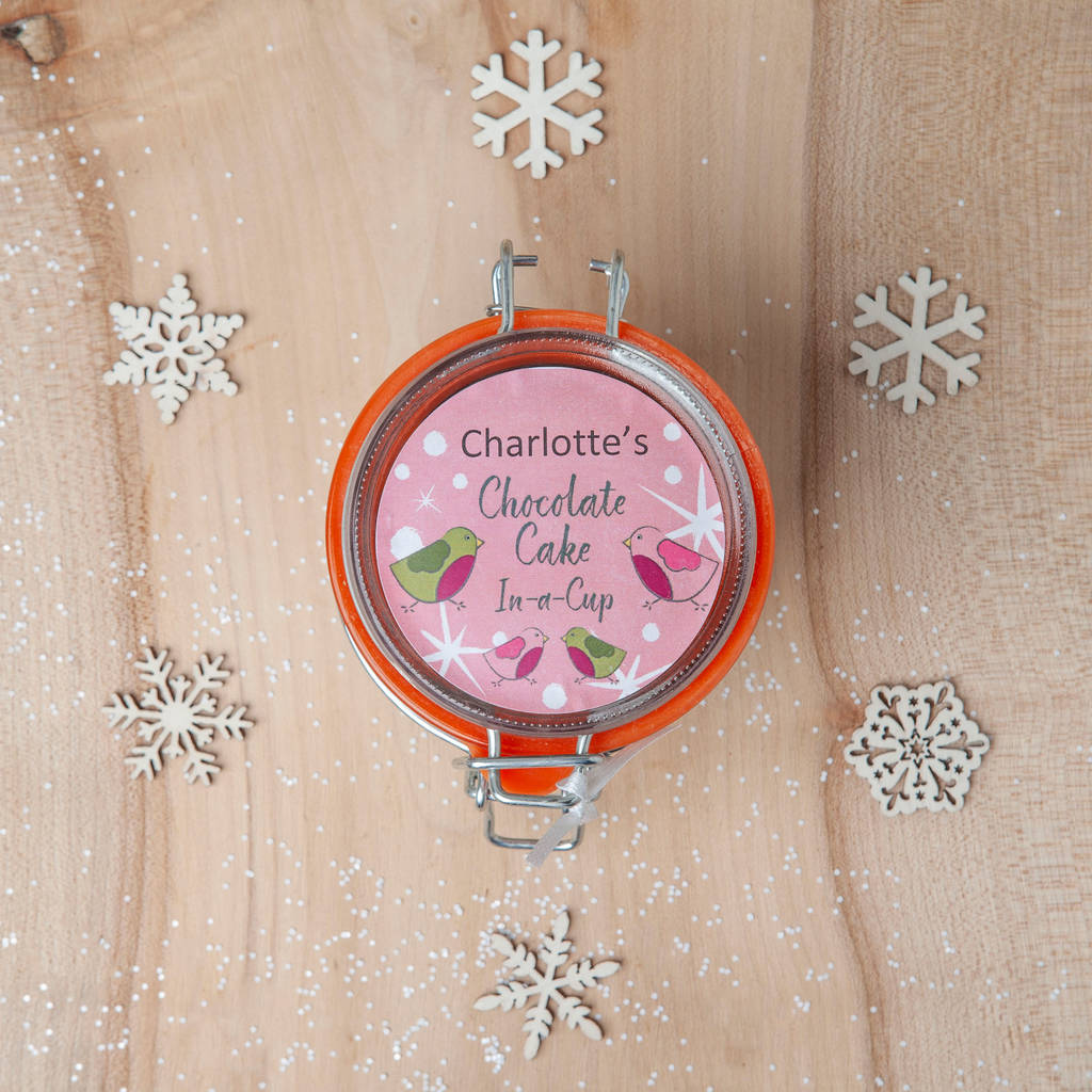 Pink Robins Personalised Festive Mug Cake Set By Lily Grace Baking