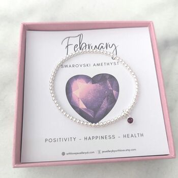 Sterling Silver February Birthstone Bracelet, 5 of 8