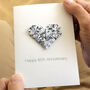 Personalised 60th Diamond Anniversary Origami Heart Card, thumbnail 3 of 7