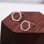 Sterling Silver Minimalist Open Hexagon Stud Earrings, thumbnail 1 of 12
