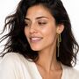 Asymmetric Beaded Drop Clip On Earrings, thumbnail 5 of 6