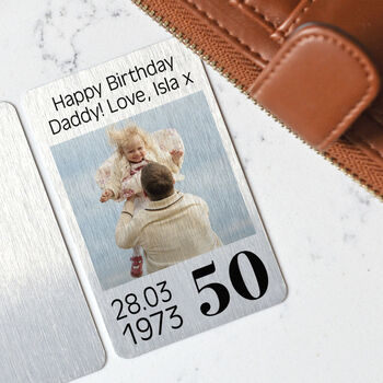 Personalised 50th Birthday Metal Wallet Card, 3 of 7