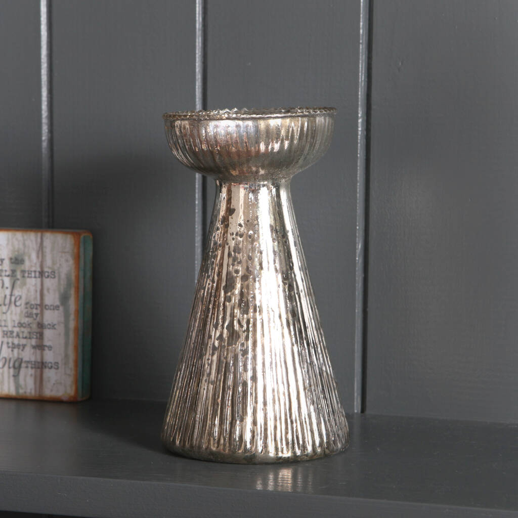 Hand Blown Antiqued Mercury Glass Forcing Vase By red berry apple