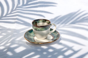 Turquoise Set Of Six Porcelain Espresso Cup And Saucer, 11 of 12