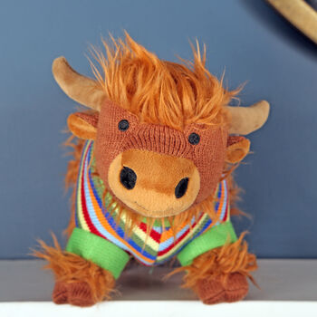 Highland Cow In Stripy Jumper Toy, 2 of 5