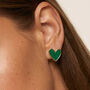 Gold Emerald Green Heart Stud Earrings, thumbnail 4 of 4