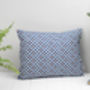 Safiya Feather Cushion, Blue And Orange Geometric, thumbnail 2 of 2