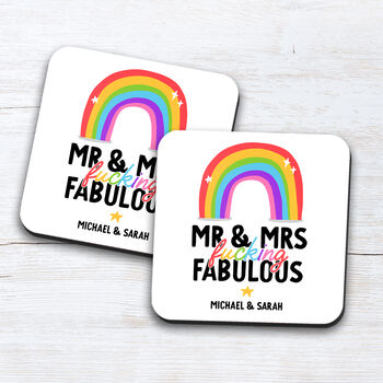 Personalised Set Of Two Mugs 'Mr And Mrs Fabulous', 2 of 2