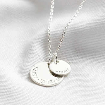 Personalised Sterling Silver Double Disc Charm Necklace, 6 of 11