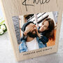 Personalised Couples Names Heart Wooden Tea Light Holder 13cm, thumbnail 2 of 5