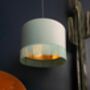 Sea Green Lampshade With Gold Lining And Fringing, thumbnail 2 of 11