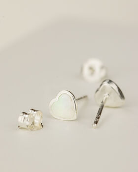 Mother Of Pearl Tiny Heart Stud Earrings, 3 of 5