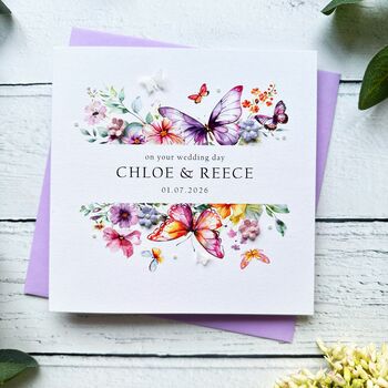 Personalised Wedding Card: Floral Butterly Design Handmade, 7 of 10