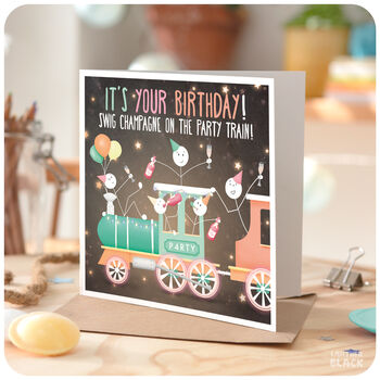 Party Train Funny Birthday Greeting Card For Him Her, 5 of 6