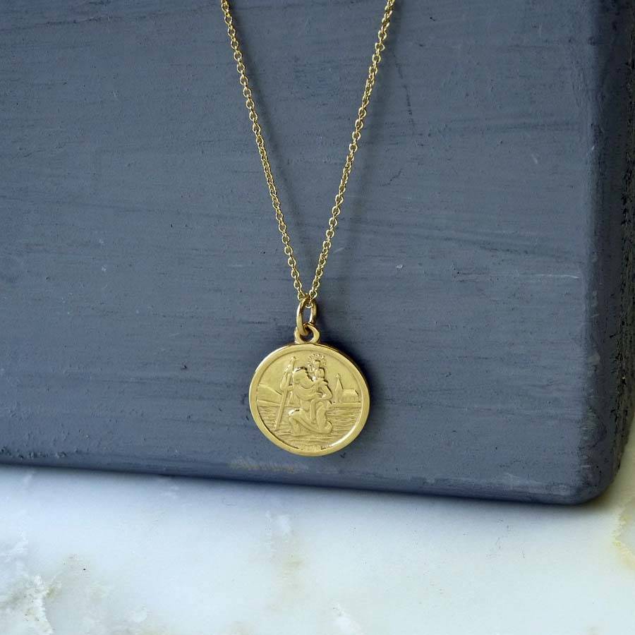 Mens gold st hot sale christopher necklace