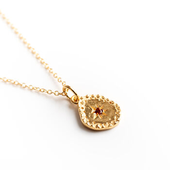 Gold Plated Hammered Garnet Necklace, 4 of 6