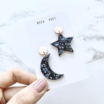 Mix And Match Moon And Star Statement Drop Earrings, 2 of 5