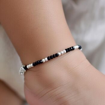 Baby Nazaria Black Beaded Silver Bracelet/Anklet, 2 of 3