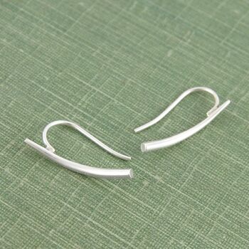 Curved Sterling Silver Bar Stud Earrings, 2 of 6