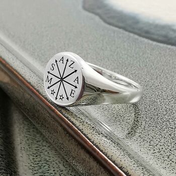 Family Initials Silver Signet Ring, 6 of 9