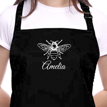 Personalised Bee Apron In Black, 3 of 4