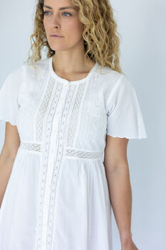 Women's White Cotton Nightdress Carolyn, 6 of 6