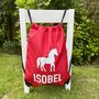 Children's Drawstring Horse Swimming / Pe Bag, thumbnail 1 of 4