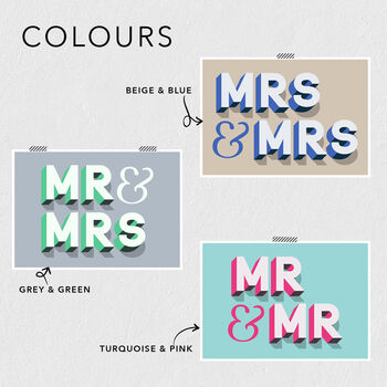 Married Couple Mr And Mrs 3D Signwriting Style Print, 4 of 4