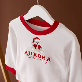 Personalised Checked Children's Christmas Pyjamas, 3 of 5