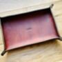 Personalised Rectangle Spanish Brown Leather Desk Tray, thumbnail 4 of 12
