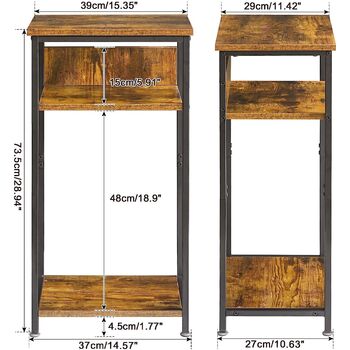 Three Tier End Table Side Bedside Table With Shelf, 10 of 10