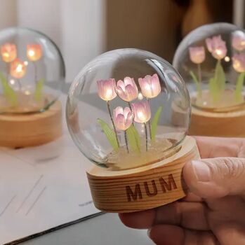 Personalised Faux Tulip LED Light Glass Dome, 3 of 3