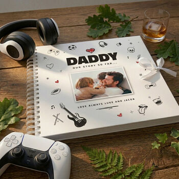 Personalised 'Any Message Doodle Sketch Design For Him' Memory Book For Dad, Grandad, Or A Loved One, 2 of 8