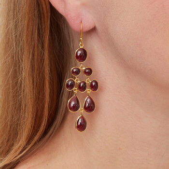 Garnet Cabochon Gold Plated Silver Chandelier Earrings, 2 of 9