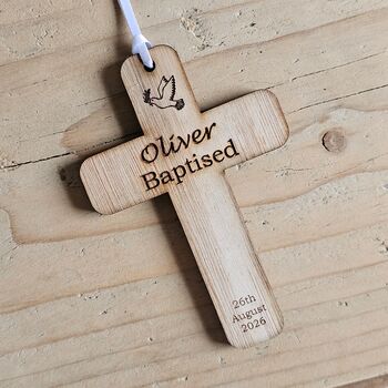 Personalised Baptism Cross Hanging Decoration Card, 4 of 4