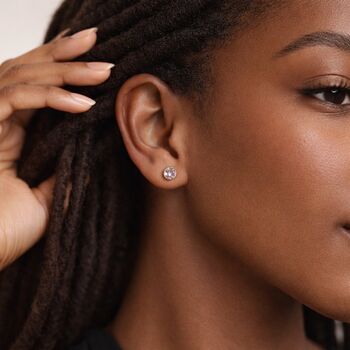 Gold Plated Sterling Silver June Alexandrite Birthstone Stud Earrings – 7mm, 3 of 9