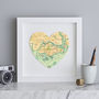 Personalised Location Singapore Map Heart Print, thumbnail 1 of 3