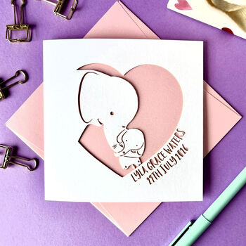 Personalised Elephant New Baby Card, 2 of 5
