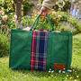 Personalised Green Jute And Tartan Log Bag, thumbnail 1 of 7