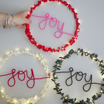 Joy Holly Wreath Light, 2 of 12