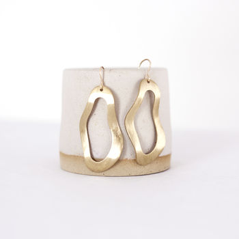 Molten Organic Shape Brass Earrings, 2 of 4