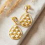 18 K Gold Pearl Teardrop Earrings: Sterling Silver Bridal Jewelry, thumbnail 6 of 8