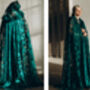 Boho Lace Bridal Cloak With Hood | Emerald Green Wedding Cape, thumbnail 8 of 12