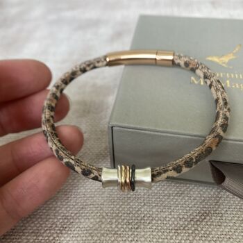 Leopard Print Bracelet With Silver And Gold Rings, 2 of 7