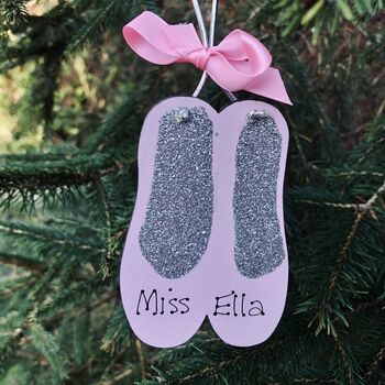 Personalised Ballet Slippers Christmas Tree Decoration, 2 of 7