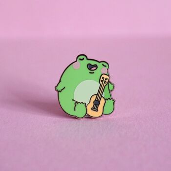 Frog Playing Guitar Enamel Pin, 2 of 5