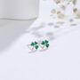 Shamrock Leaf Enamel Stud Earrings In Sterling Silver, thumbnail 6 of 11