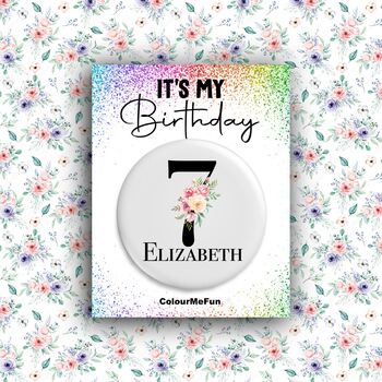 Personalised Floral Age Birthday Badge, 3 of 4